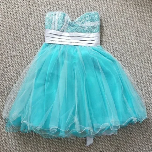 long sleeve powder blue dress Women's Band Collar Dress (Tiffany Blue) main image 0